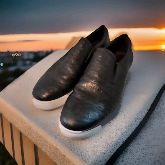 Robert Graham Baxter Mens Black Leather Low Top Slip-On Shoes RGS5137 EUC - Picture 1 of 17
